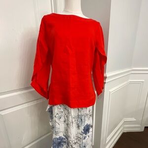 Red Women's 100 percent Linen Shirt